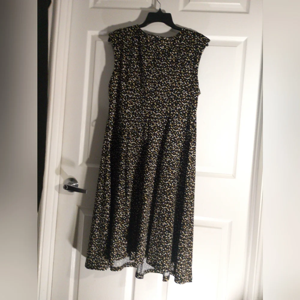 R&K Black Brown Square Pattern Dress Women's Plus Sz 16 Lined Bodice sleeveless